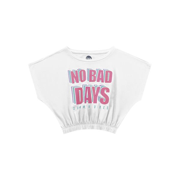 Blusa Fakini Infantil Feminina 12 ao 18 - Branca - Cropped