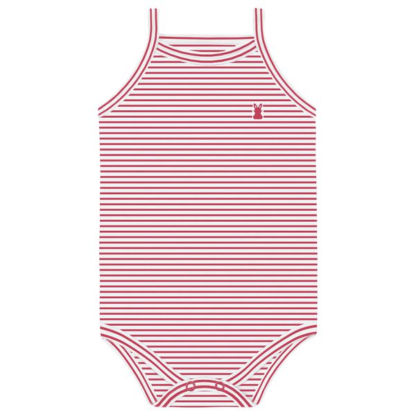 Body Kiko Baby Bebê Feminino RN ao G - Rosa com Listra Vermelha