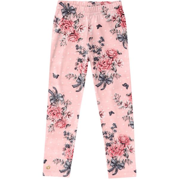 Calça Legging Milon Infantil Estampada Rosa Tamanho 1 ao 3