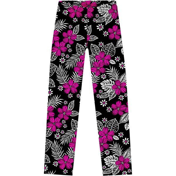 Legging Kyly Infantil Feminina 1-2-3 - Preta Floral