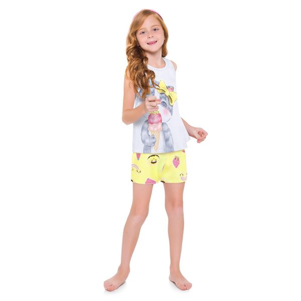 Pijama Infantil Meninas QPANCY - Algodão Macio Com Estampa De Gato - Tamanho 4-5 Anos