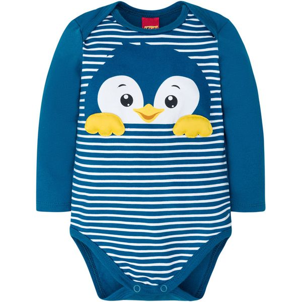 Body Manga Longa Kyly Bebê Masculino Pinguim P - M - G