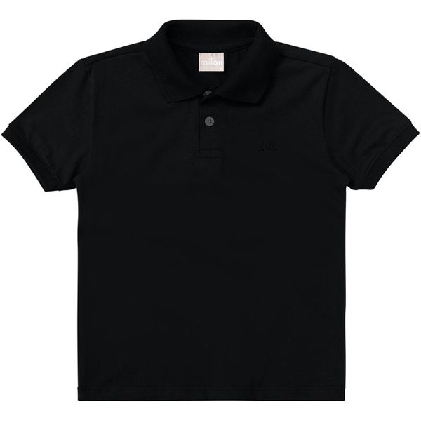 Camiseta Gola Polo Milon Infantil 4-6-8 - Preta
