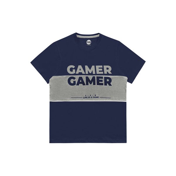 Camiseta Fakini Infantil Masculina 14-16-18 Marinho - Gamer