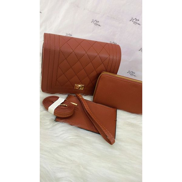 Bolsa Carteira e Porta Moedas Marrom 