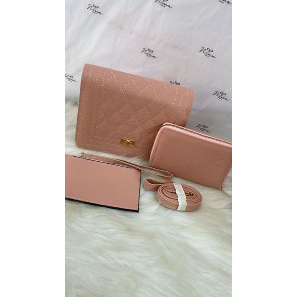 Bolsa Carteira e Porta Moeda Rosê