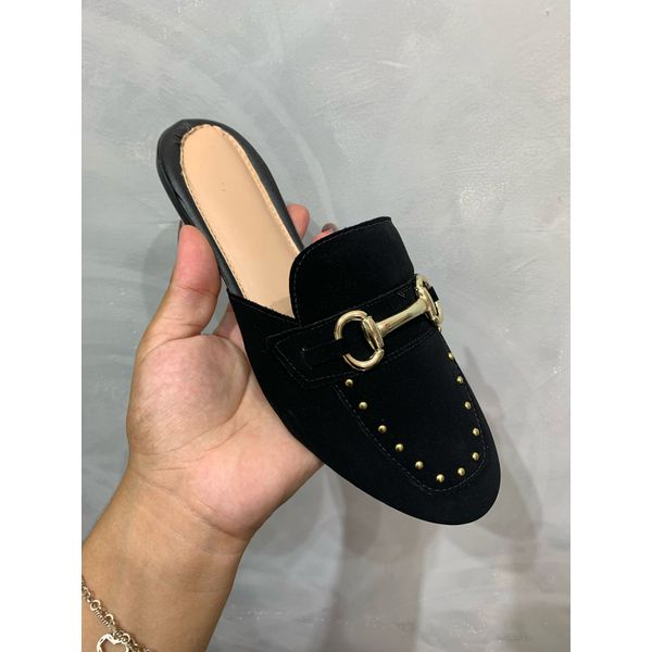 Mule Preto Com Pedraria Dourado