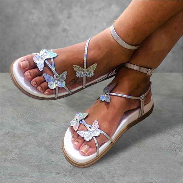 Papete Butterfly (BORBOLETA) - Off White / Metalizada