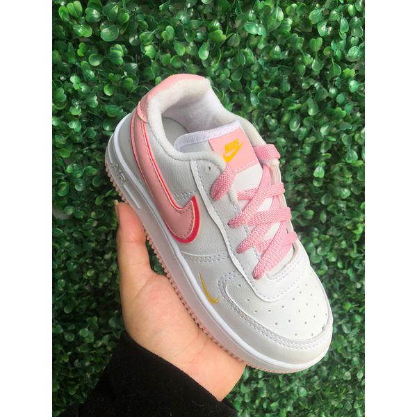 Nike Air Force Infantil- Branco com Rosa 