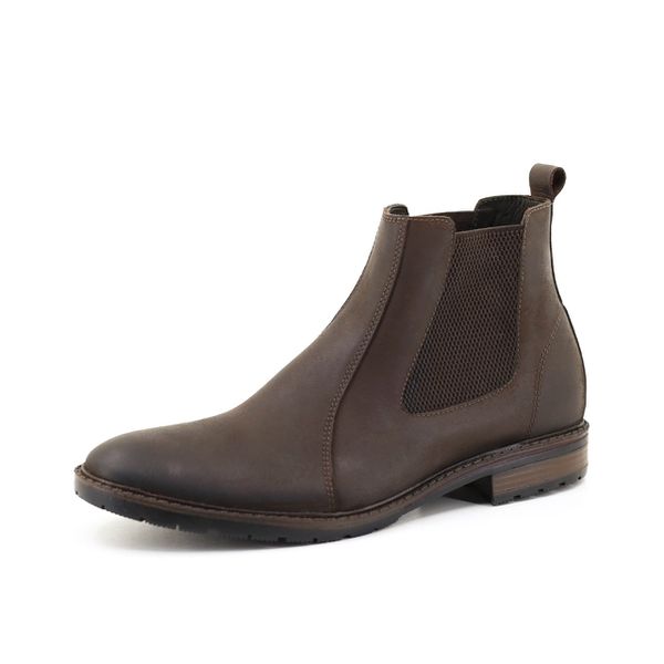 Bota Chelsea Casual Masculina Básica em Couro Macio - Café