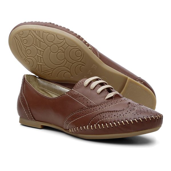 Sapato Oxford Feminino Em Couro Comfort - Chocolate