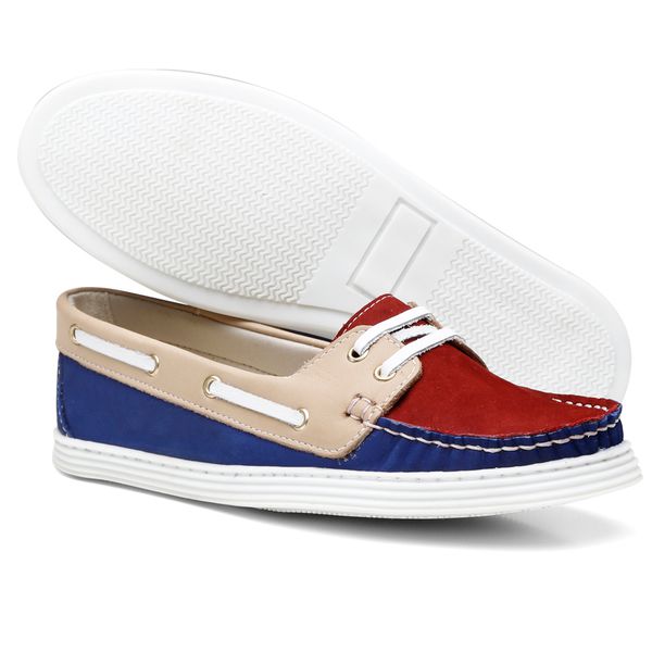 Mocassim Feminino Dockside Casual Em Couro - Marinho/Bege/Bordô