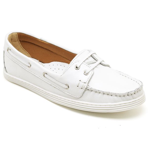 Mocassim Feminino Dockside Casual Em Couro - Branco