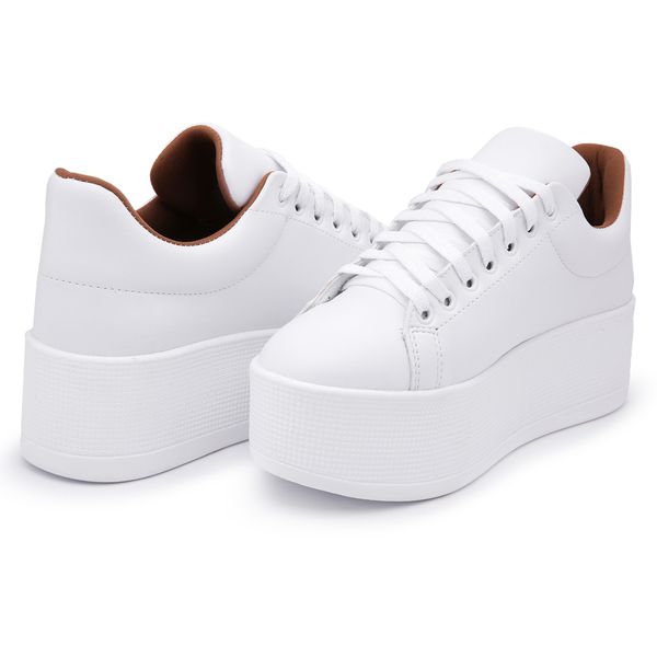 Tênis Feminino Plataforma Casual Sneakers Branco Colors - Loja de