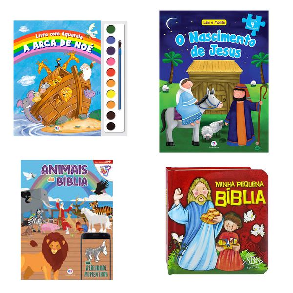 Livros infantis bíblicos histórias atividades divertidas 4un