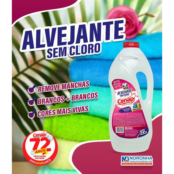 ALVEJANTE SEM CLORO CENAP 6X2 LITROS PREMIUM ( FARDO COM 6 UNIDADES COM 2  LITROS CADA )