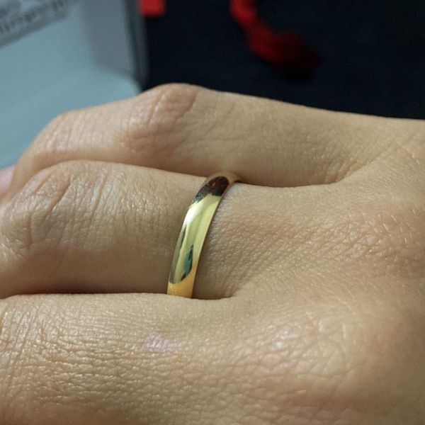 Par de Alianças Casamento Ouro 18k Amarelo 3mm Abaulada Polido 4g 