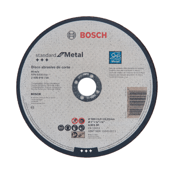 Disco de corte Standard for Metal 180x3mm centro reto Bosch