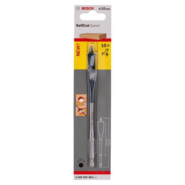 Broca chata Self Cut Speed Madeira 10mm (encaixe 1/4") Bosch 