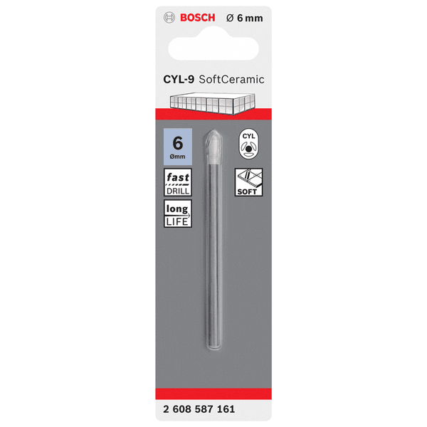 Broca Bosch CYL-9 Ceramic Encaixe Cilíndrico Ø6 x 80 mm 1U