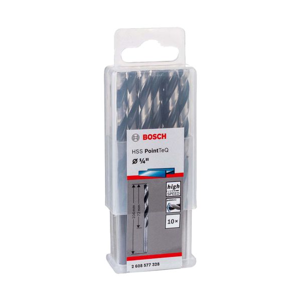 Broca Metal Aço Rápido HSS-PointTeQ 1/4" 10 peças Bosch 