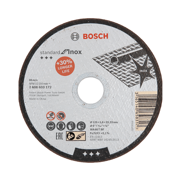 Disco de Corte Bosch Standard for Inox 125x1,6mm Reto 