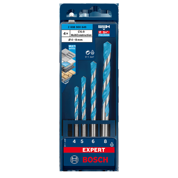 Jogo Brocas EXPERT CYL-9 MultiConstruction Ø 4-5-6-8 mm Bosch
