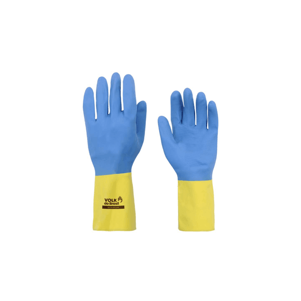 Luva Látex e Neoprene Bicolor Slim Azul E Ama. Tam.9 (G) Volk