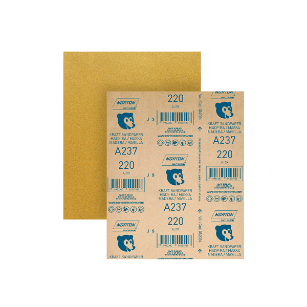 Folha Lixa Madeira Massa A237 225X275mm GR 220 Norton