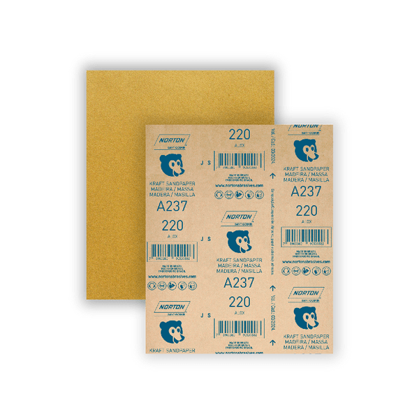 Folha Lixa Madeira A237 225X275mm GR 220 (KIt c/ 50) Norton