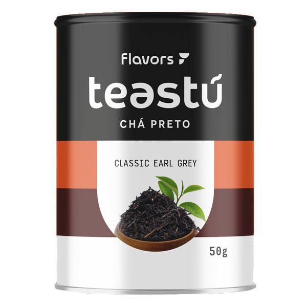 Chá Classic Earl Grey Sabor Bergamota 50g, chá preto aromatizado com notas cítricas sofisticadas.