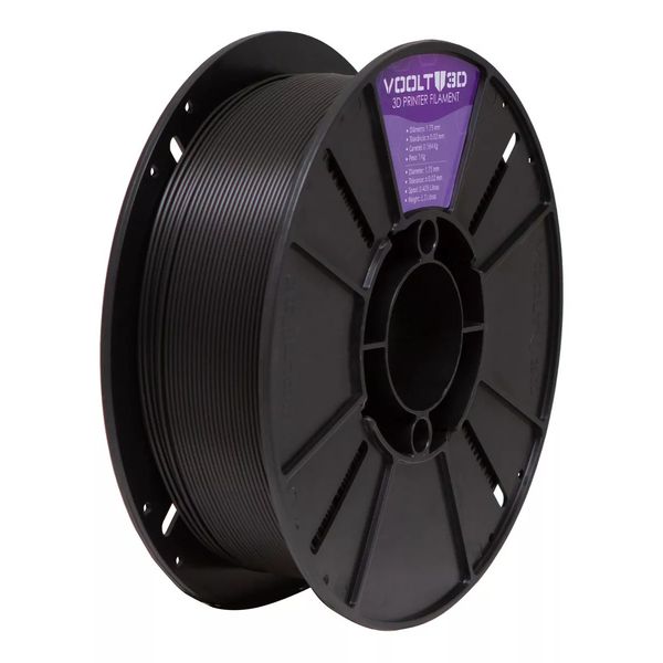 Filamento ABS Preto 1kg para Impressão 3D, ideal para peças duráveis e resistentes ao impacto e calor