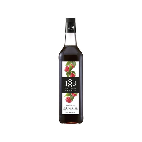 Xarope 1883 Maison Routin Chá de Framboesa 1L, ideal para drinks, chá gelado e sobremesas.
