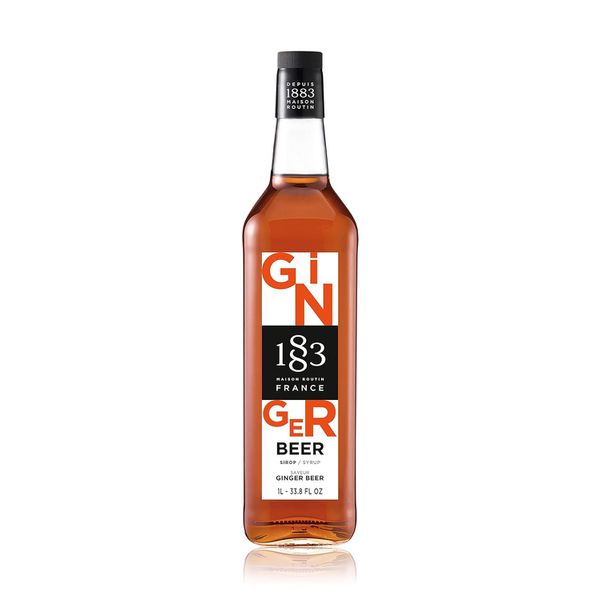 Xarope 1883 Maison Routin Ginger Beer 1L, sabor intenso e picante de gengibre, ideal para Moscow Mule e drinks refrescantes.