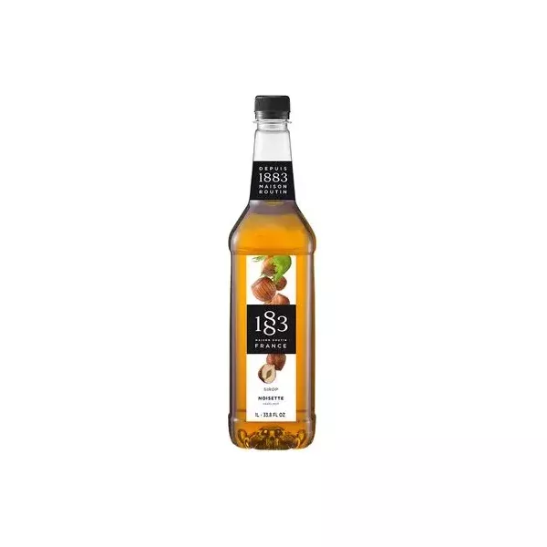 Xarope 1883 Maison Routin Amaretto 1L, sabor autêntico de licor de amêndoas, ideal para drinks e cafés especiais.