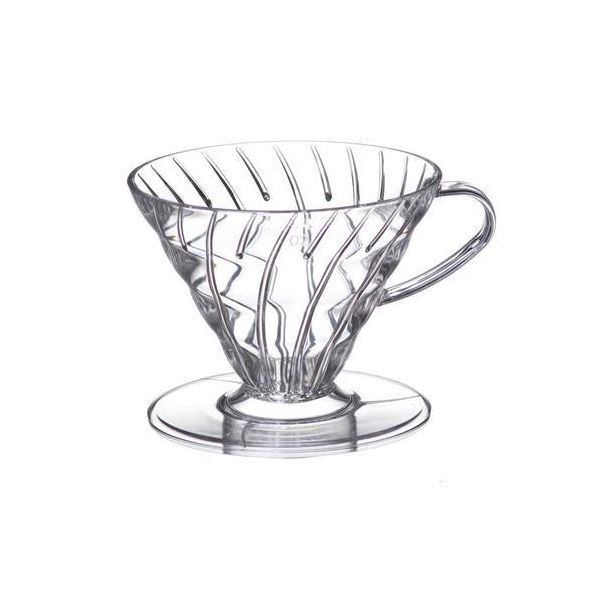Suporte para Filtro de Café Hario V60-02 Transparente, ideal para extração manual de café coado com qualidade.
