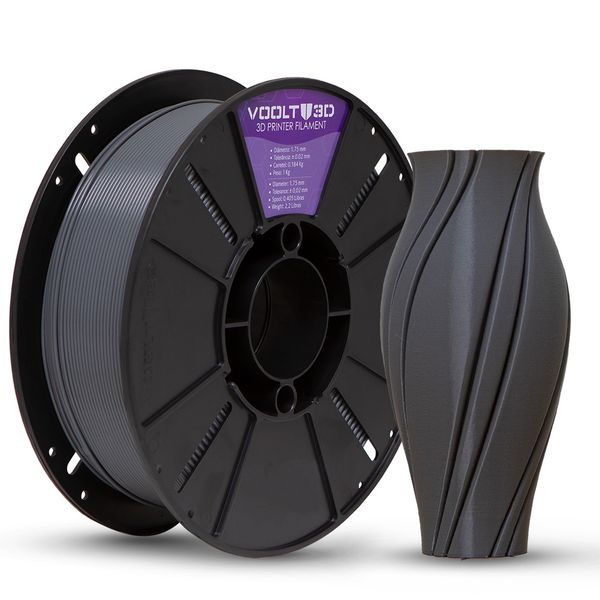 Filamento PETG Grafite 1kg – Alta resistência e qualidade para impressoras 3D, acabamento sofisticado e ótimo desempenho em prototipagem e peças funcionais.
