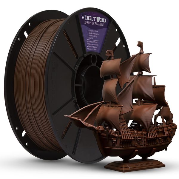 Filamento PLA Marrom Velvet 1Kg – Impressão 3D com acabamento fosco e sofisticado.