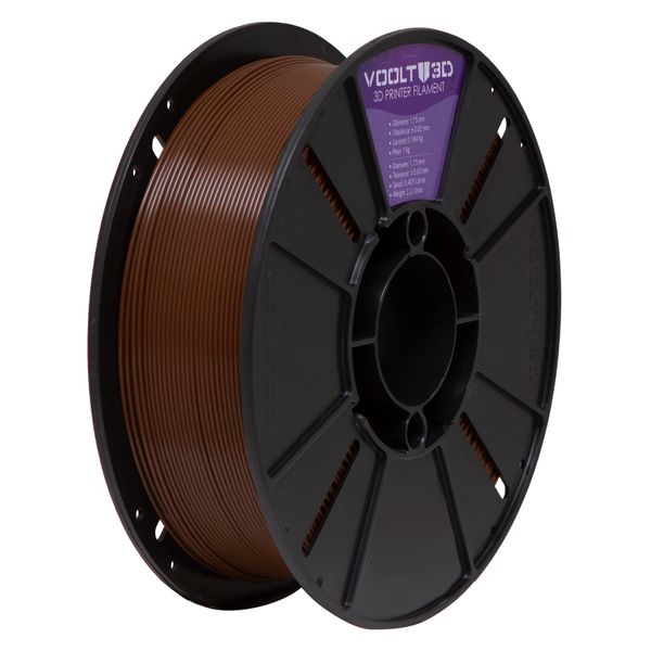 Filamento PETG Marrom 1kg Voolt – Resistência e acabamento profissional para impressoras 3D, ideal para peças mecânicas e prototipagem.