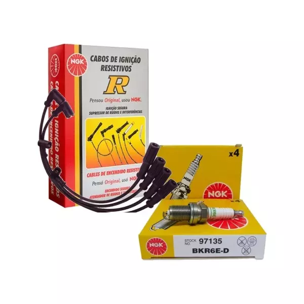 Kit Cabo E Velas Ngk Fiat Palio Uno Siena 1.0 8v Fire Flex