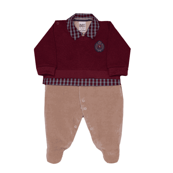Macacão polo bordo e bege Sonho Mágico
