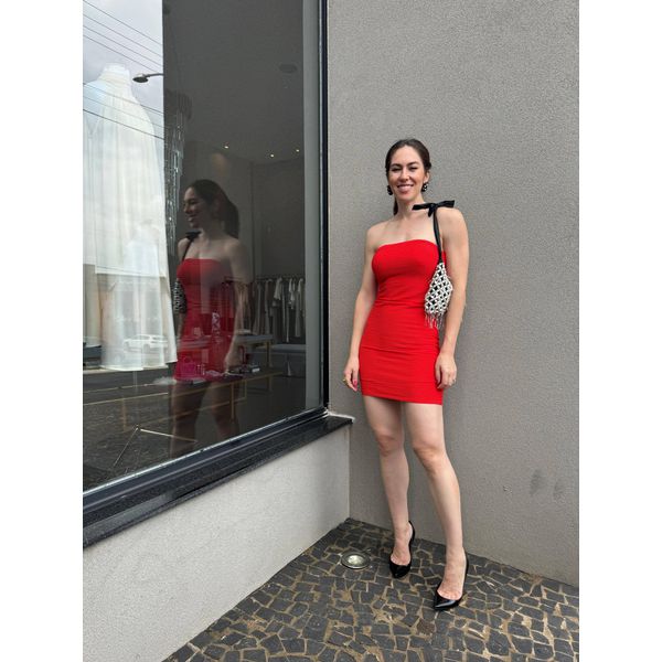 Vestido Tubinho Malha Texturizada Vermelho