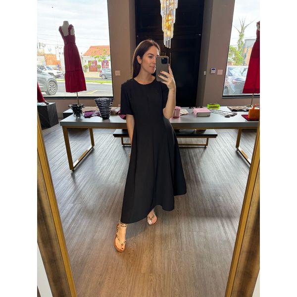 Vestido Midi Marquesa Preto