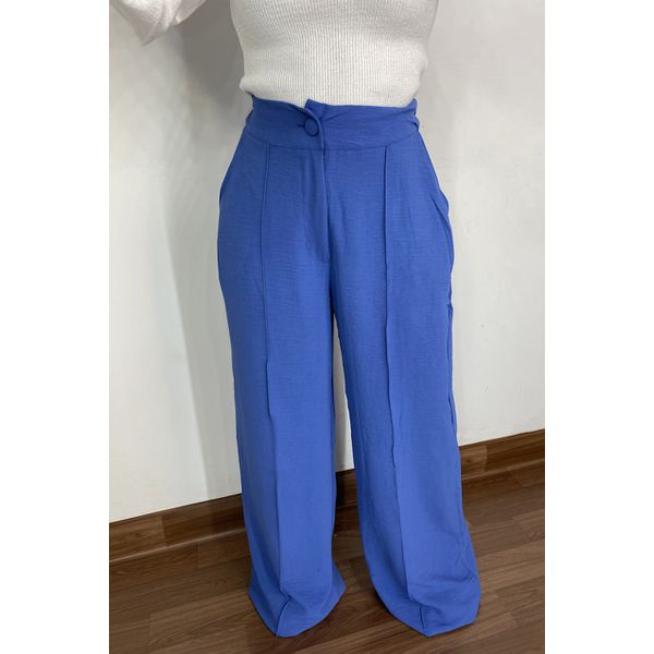 Calça pantalona (Crepe) Azul