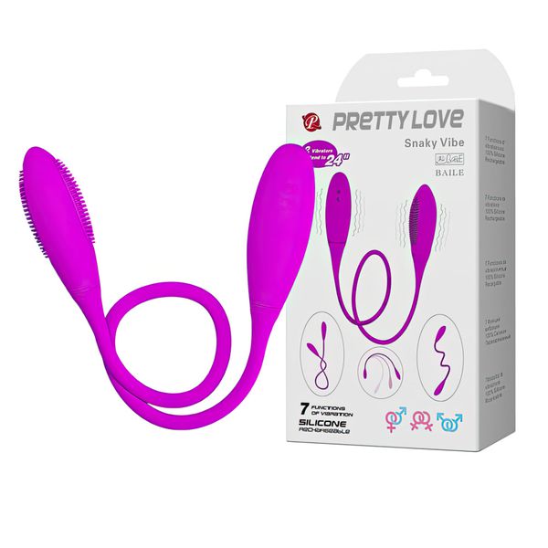 Vibrador duplo com 7 modos de vibração,feito de silicone, material macio com toque aveludado 