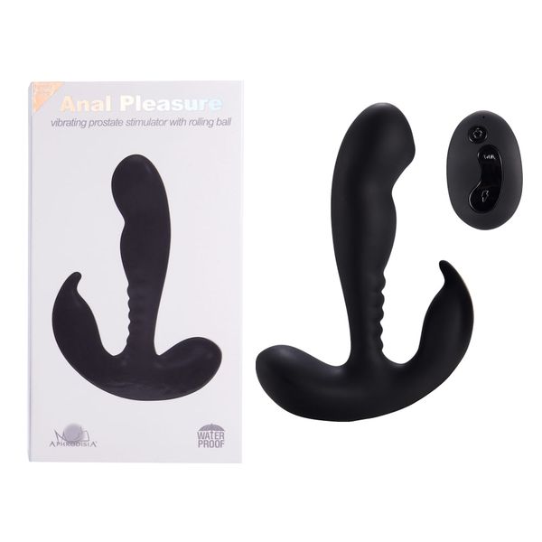 Estimulador de Próstata com controle remoto feito em silicone cirúrgico com 2 motores e 10 níveis de vibração com 5 modos de movimento no Ponto-P - APHRODISIA