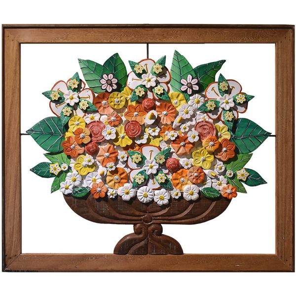 Quadro Ânfora com Flores – Madeira e Metal 112 x 95 CM. 