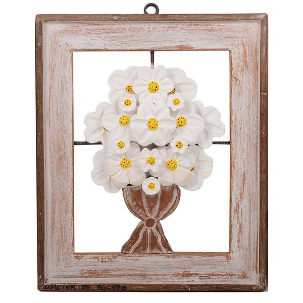 Quadro Pequeno de Ânfora com Flores Brancas 