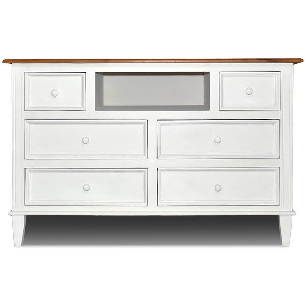 Cômoda Branca Nicho - Tampo Madeira Natural - 140 x 60 CM.