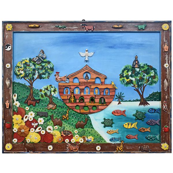 Quadro Arca de Noé com Esculturas - 0,90 m x 1,15 m 